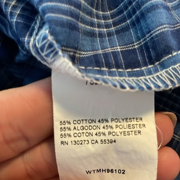 Vintage Wrangler Blue Plaid Pearl Snaps Long Sleeve Lightweight Size Large - Picture 8 of 9